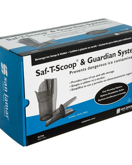 Xẻng Xúc Đá Tròn San Jamar SI7700 Saf-T-Scoop® Có Tấm Chắn Khớp Ngón Kèm Giá Đỡ Guardian™ Polycarbonate 710 ml