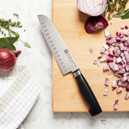 ZWILLING | Four Star Santoku Knife – 18 cm blade - Granton hollow edge - FRIODUR ice-hardened