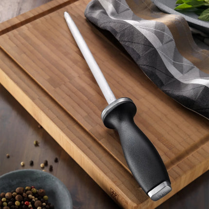 ZWILLING | Knife Sharpening Steel – 230 mm - Hard‑Chrome Stainless Steel - Grooved - Damage‑Resistant - 62 HRC