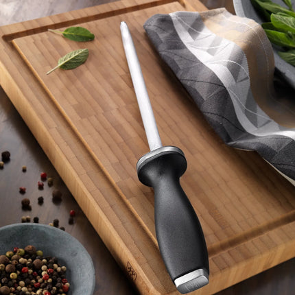 ZWILLING | Knife Sharpening Steel – 230 mm - Hard‑Chrome Stainless Steel - Grooved - Damage‑Resistant - 62 HRC