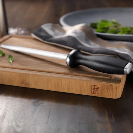 ZWILLING | Knife Sharpening Steel – 230 mm - Hard‑Chrome Stainless Steel - Grooved - Damage‑Resistant - 62 HRC