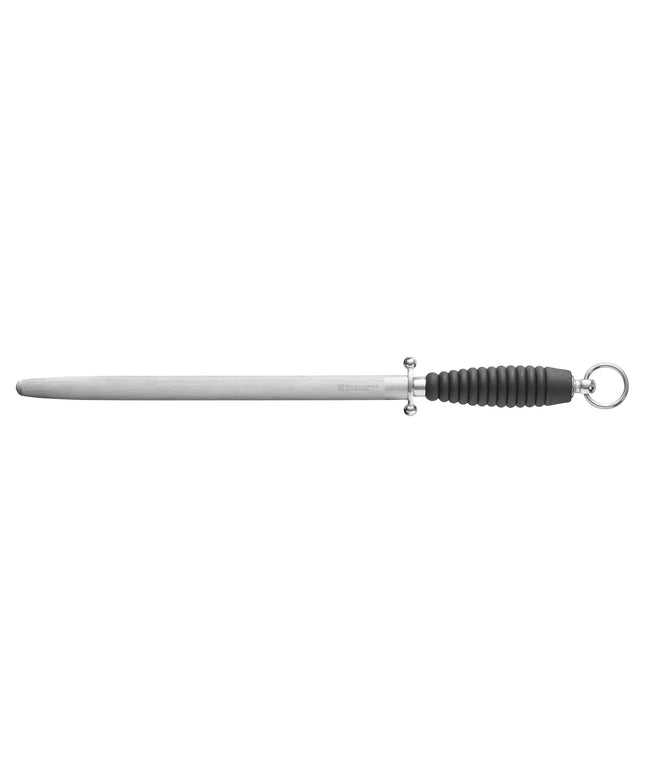ZWILLING | Knife Sharpening Steel – 300 mm - Hard‑Chrome Stainless Steel - Grooved - Black Plastic Oval Grip