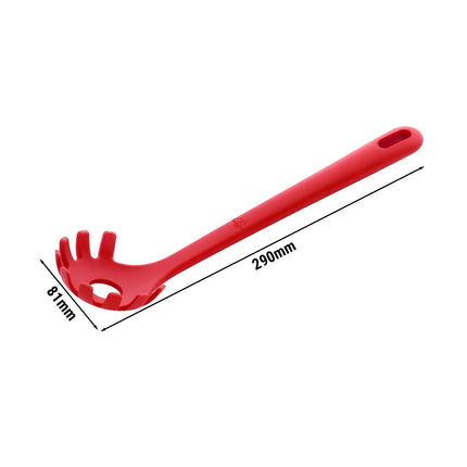 ZWILLING | Pasta Spoon – Red Silicone, Heat‑Resistant to 230°C - 290 mm - Non‑Slip Grip