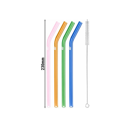 ZWILLING | Sorrento Coloured Glass Straw Set – 4x straws + brush - borosilicate - hot & cold