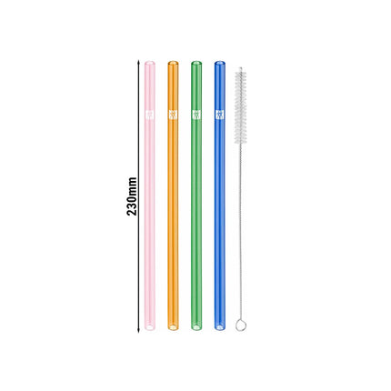 ZWILLING | Sorrento Coloured Straight Glass Straw Set – 4x straws + brush - borosilicate