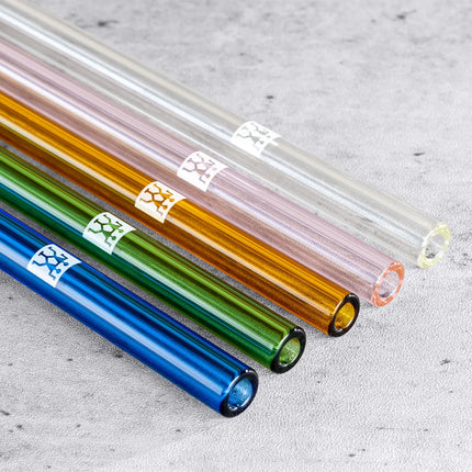 ZWILLING | Sorrento Coloured Straight Glass Straw Set – 4x straws + brush - borosilicate