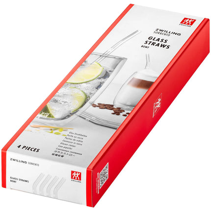 ZWILLING | Sorrento Glass Straw Set – 4x straws + brush - borosilicate - reusable