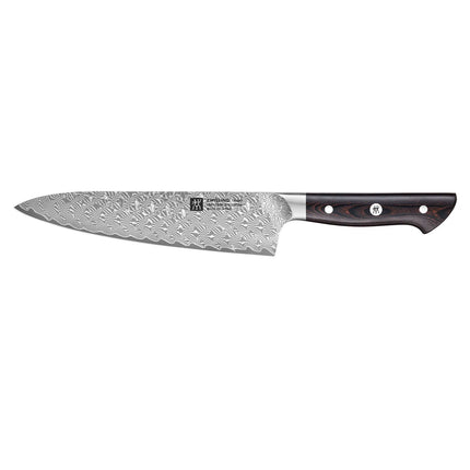 ZWILLING | Tanrei Chef's Knife 200 mm – Straight Edge - Damascus 101-Layer - Brown Micarta Handle