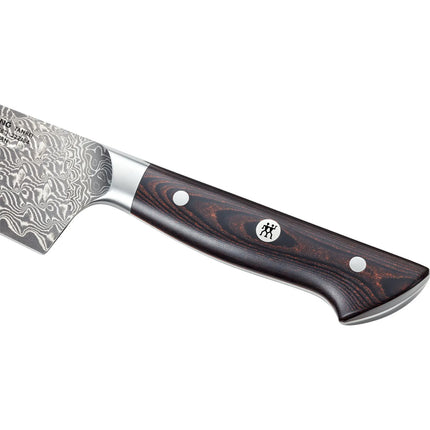ZWILLING | Tanrei Chef's Knife 200 mm – Straight Edge - Damascus 101-Layer - Brown Micarta Handle