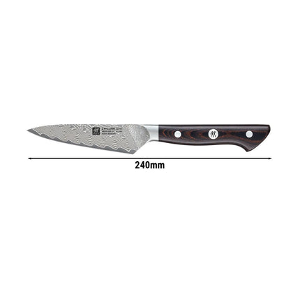 ZWILLING | Tanrei Paring & Garnishing Knife 100 mm – Plain Edge - Damascus 101-Layer - Brown Micarta Handle