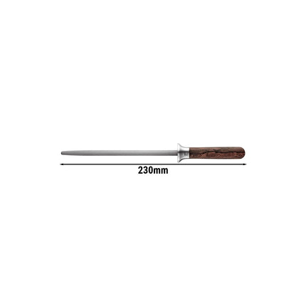 ZWILLING | Tungsten‑Carbide Sharpening Rod – 230 mm - Grooved - Ziricote Wood Oval Handle - 62 HRC