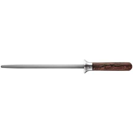 ZWILLING | Tungsten‑Carbide Sharpening Rod – 230 mm - Grooved - Ziricote Wood Oval Handle - 62 HRC