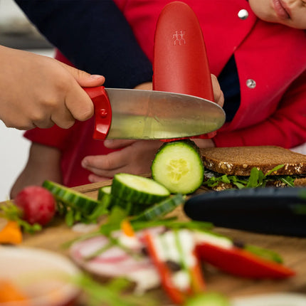 ZWILLING | Twinny Kids' Chef Knife 100 mm – Red - Rounded Tip - Safety Guard