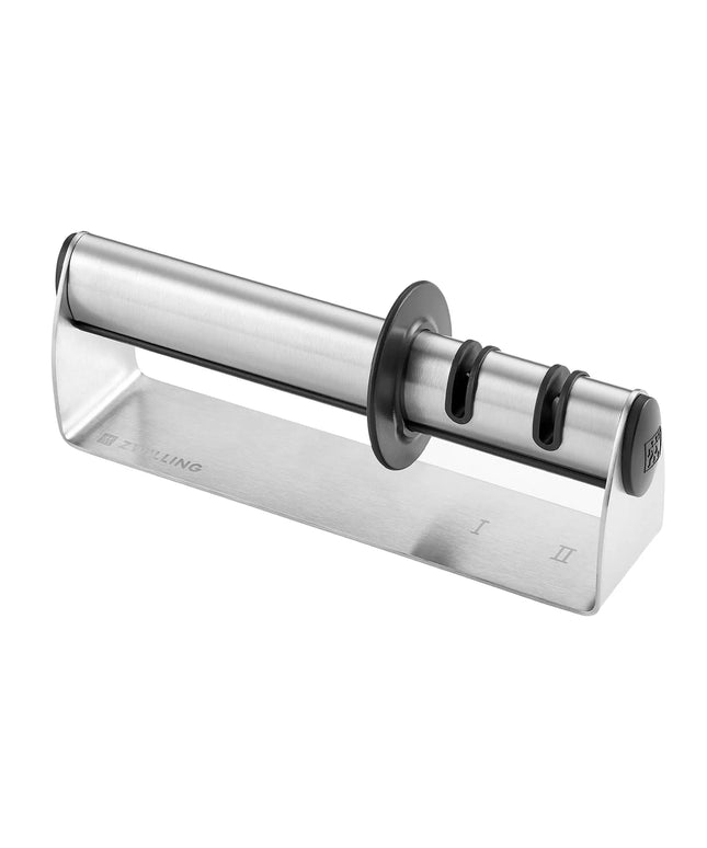 ZWILLING | TWINSHARP 2‑Stage Pull‑Through Knife Sharpener – Silver - SS & Ceramic - Incl. Asian knives