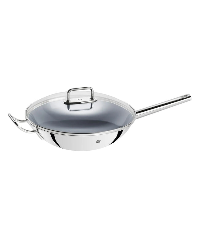 ZWILLING| Wok Pan – Ø 32 cm - Stainless Steel - Ceramic Nonstick - Induction Ready - Glass Lid