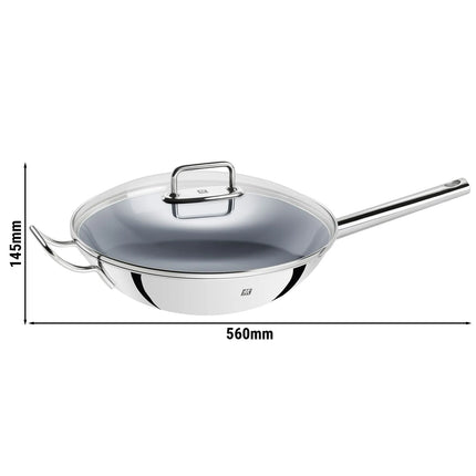 ZWILLING| Wok Pan – Ø 32 cm - Stainless Steel - Ceramic Nonstick - Induction Ready - Glass Lid