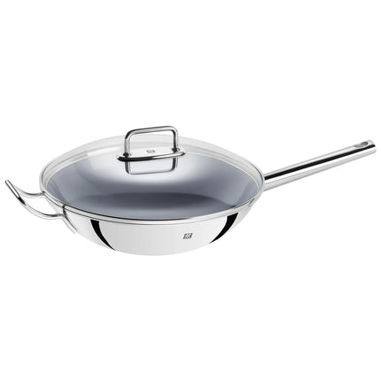 ZWILLING| Wok Pan – Ø 32 cm - Stainless Steel - Ceramic Nonstick - Induction Ready - Glass Lid