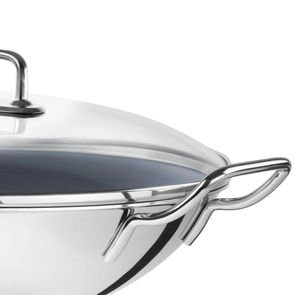 ZWILLING| Wok Pan – Ø 32 cm - Stainless Steel - Ceramic Nonstick - Induction Ready - Glass Lid